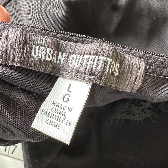 Urban Outfitters Black Lace Trim Corset Slip Dress Large Mini Lingerie Babydoll - Picture 9 of 9